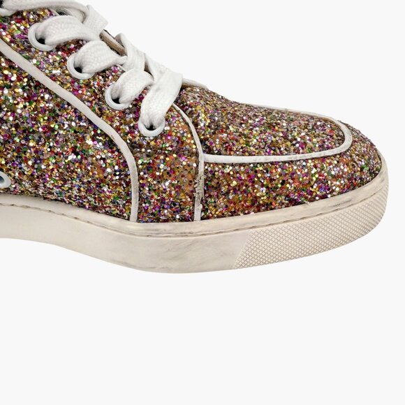Christian Louboutin Rantus Orlato Glitter High Top Sneakers Size 38 US 8 Women's - Picture 12 of 16